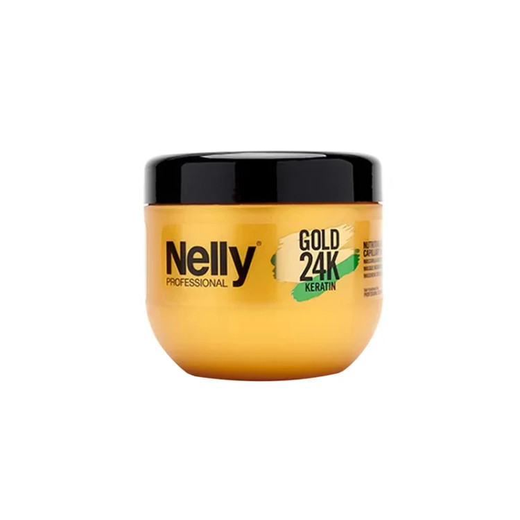 ماسک مو نلی مدل کراتینه گلد 24K حجم ۵۰۰ میلیلیتر Nelly Keratin Gold 24K Hair Mask