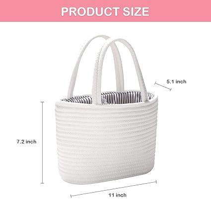 سبد نظمدهنده پوشک کودک با طناب کتانی | Cotton Rope Diaper Caddy Organizer
